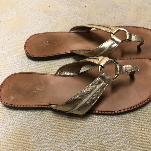 Lilly Pulitzer gold shoes - Picture 2 of 5